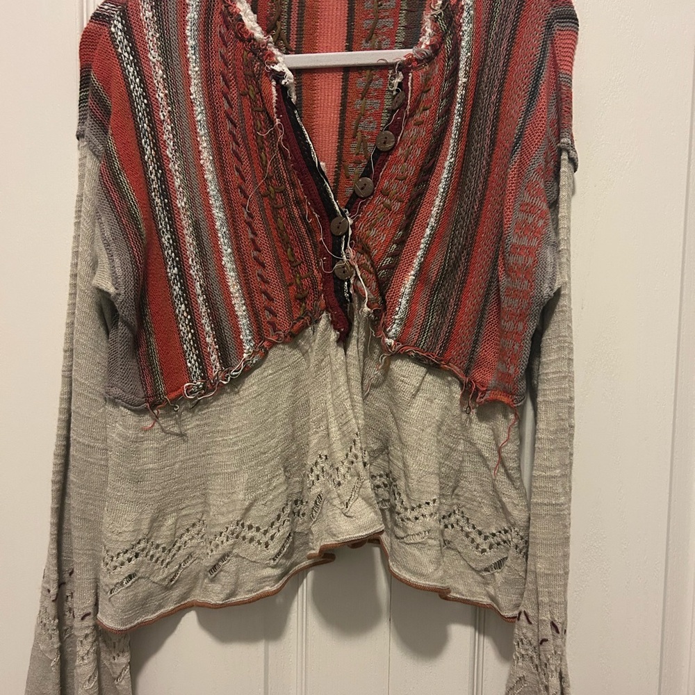 Free People Striped Knit Cardigan